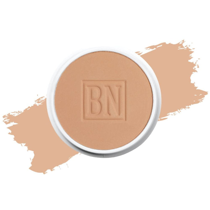Ben Nye Color Cake Foundation PC-5W Rich Tan with Swatch behind product