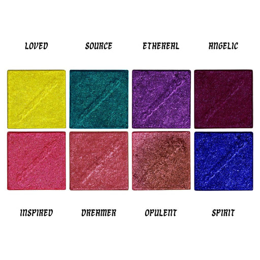 Cozzette The Crystal Cream Eyeshadow Palette Phase 2 Color chart with shade names