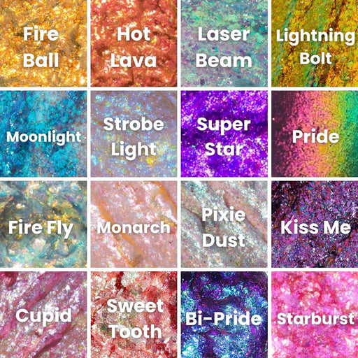 Infinite Chrome Flakes Color Chart with all shades listed on colors