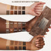 Danessa Myricks Palette Groundwork Arm swatches with palette and 3 different skin tones