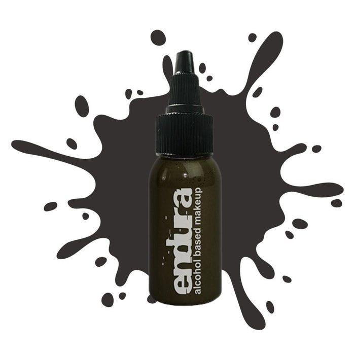 European Body Art Endura Pro Oil Spill 1oz with swatch behind bottle
