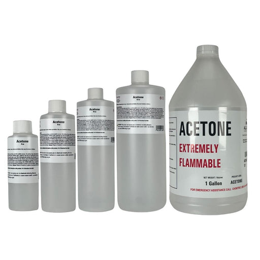 Acetone Bottles in all sizes with labels
