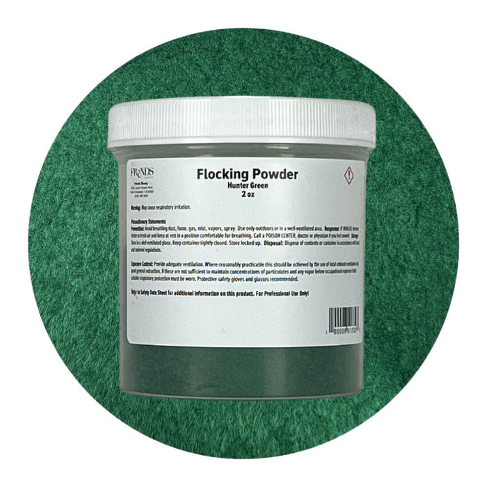 Flocking Powder Hunter Green 2oz container with color swatch behind