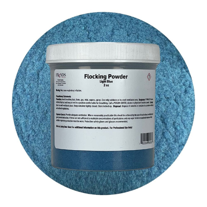 Flocking Powder Light Blue 2oz container with color swatch behind