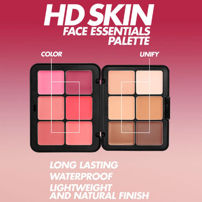 Make Up For Ever HD Skin Face Essentials Palette info chart with features of palette