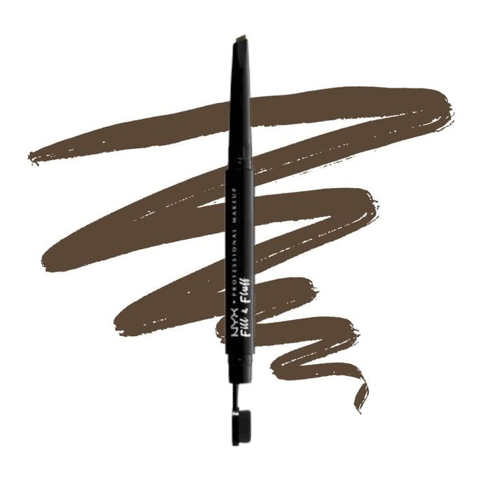 Nyx Fill & Fluff Eyebrow Pomade Pencil ash brown with swatch behind product