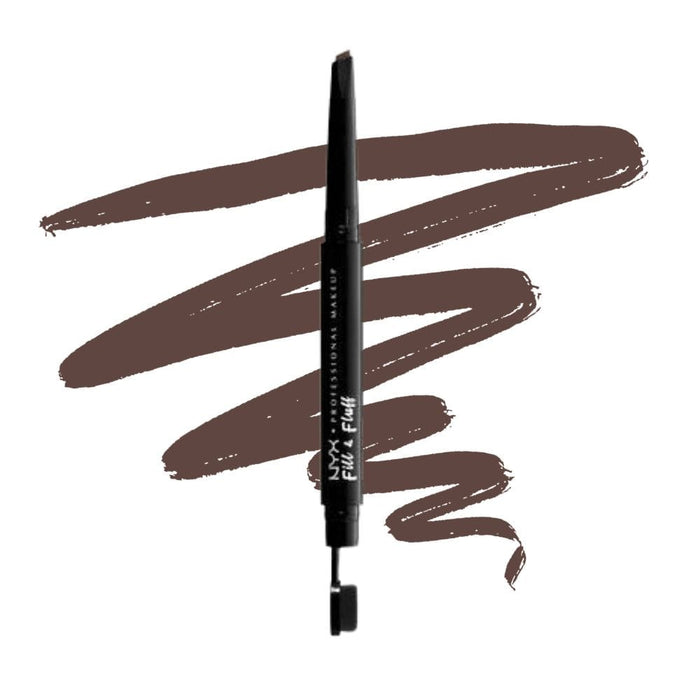 Nyx Fill & Fluff Eyebrow Pomade Pencil chocolate with swatch behind product