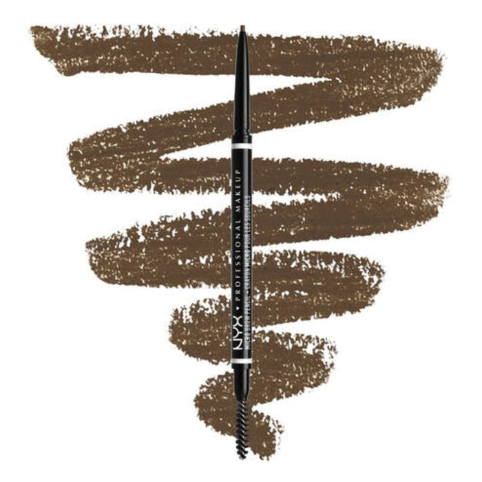 NYX Micro Brow Pencil ash brown with swatch behind product