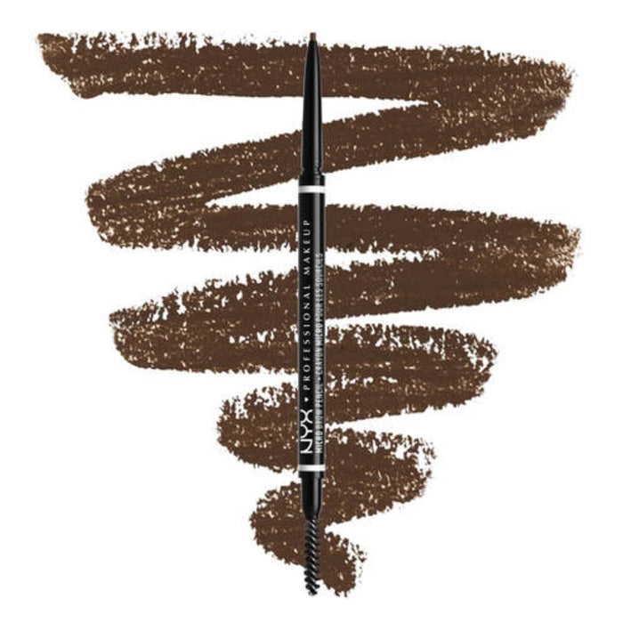 NYX Micro Brow Pencil brunette with swatch behind product