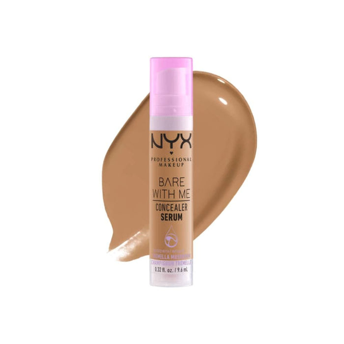 NYX Bare With Me Concealer Serum Sand with swatch behind product