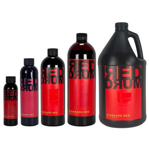 Red Drum Theatrical Blood Standard Red All sized bottles with labels