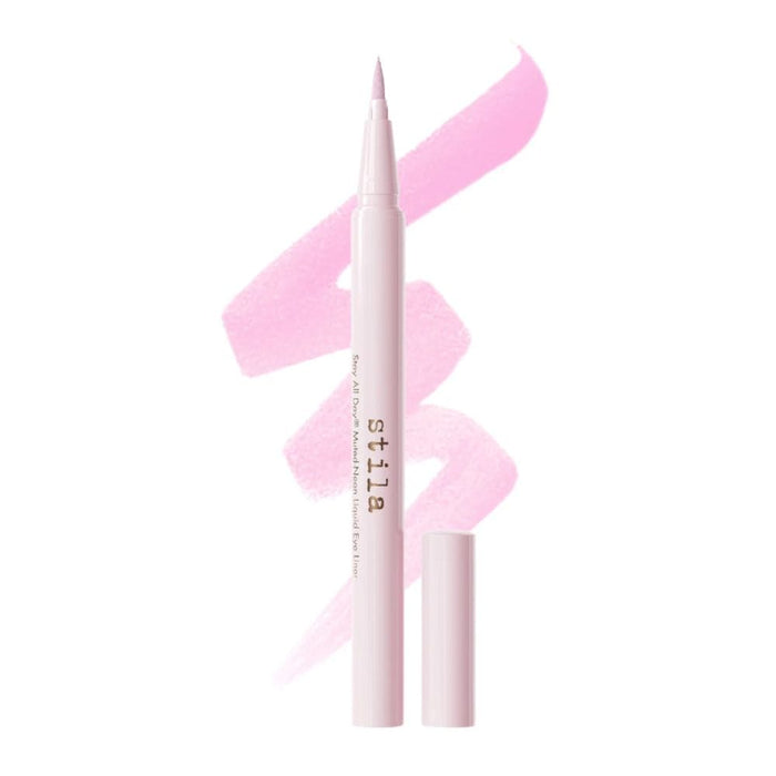 Stila Stay All Day Muted-Neon Liquid Eye Liner cotton candy with swatch behind