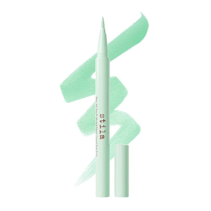 Stila Stay All Day Muted-Neon Liquid Eye Liner hint of mint with swatch behind