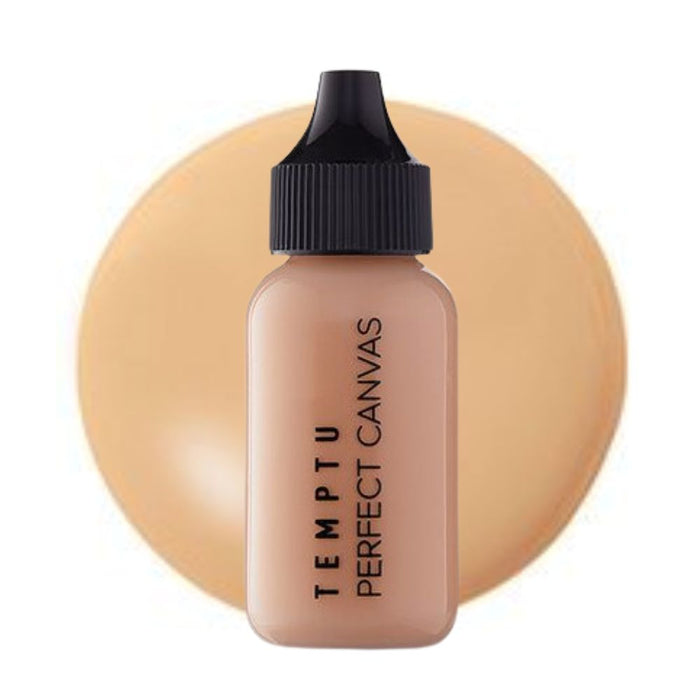 Temptu Perfect Canvas Hydra Lock Airbrush Foundation 1oz bottle 2W Ivory with swatch behind
