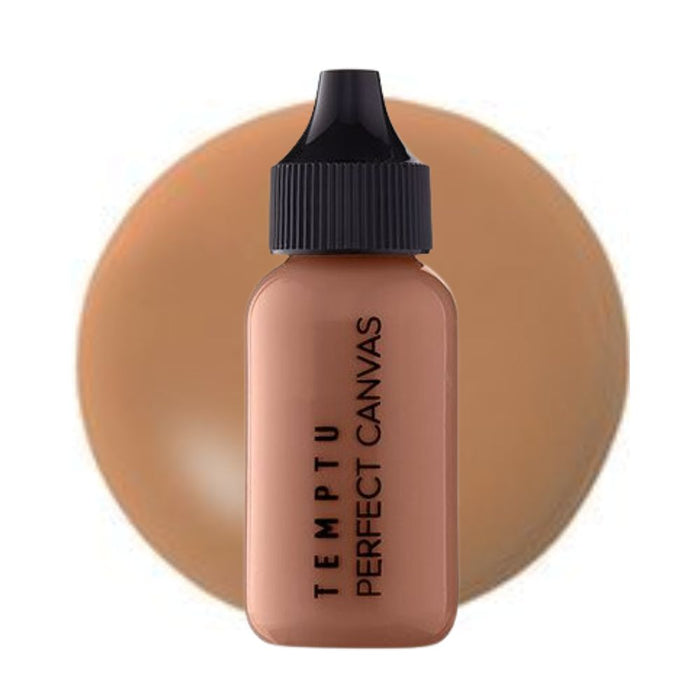 Temptu Perfect Canvas Hydra Lock Airbrush Foundation 1oz bottle 9N Rosewood with swatch behind