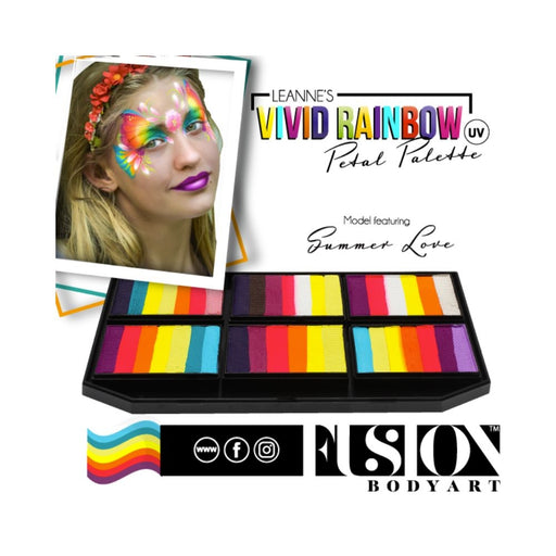 Fusion Body Art Petal Palette Leanne's Vivid Rainbow Face Paint Display