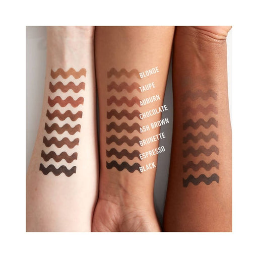 Nyx Fill & Fluff Eyebrow Pomade Pencil swatches on varying skin tones