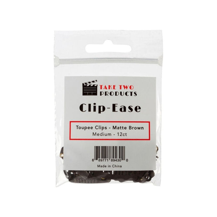 Take Two Products Clip-Ease Toupee Clips Matte Brown 12ct. Medium