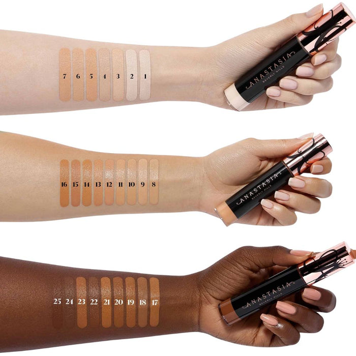 Anastasia Beverly Hills Magic Touch Concealer swatches on arms light-medium-dark