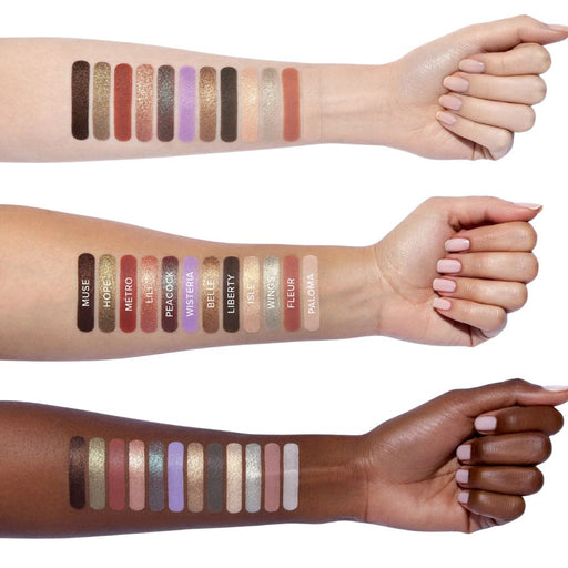 Anastasia Beverly Hills Nouveau Eyeshadow Palette swatches on different skin tones – light, medium, dark