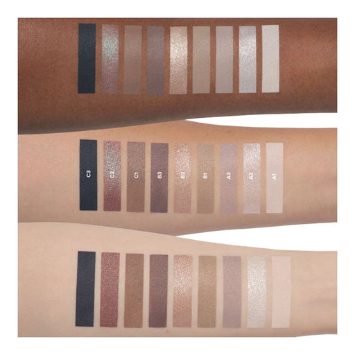 Anastasia Beverly Hills Haze Mini Eyeshadow Palette shades swatched on light, medium and dark skin tones