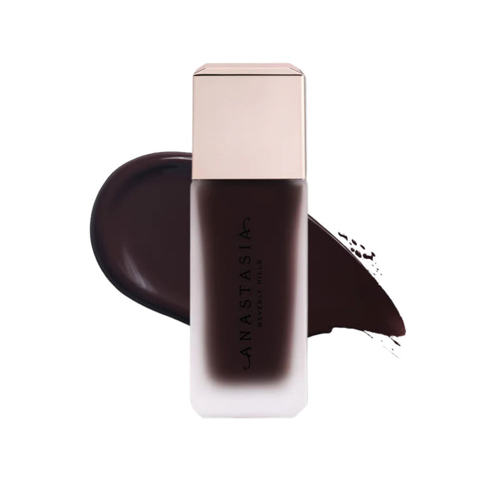 Anastasia Beverly Hills Impeccable Blurring Second-Skin Matte Foundation Bottle 10N with swatch behind