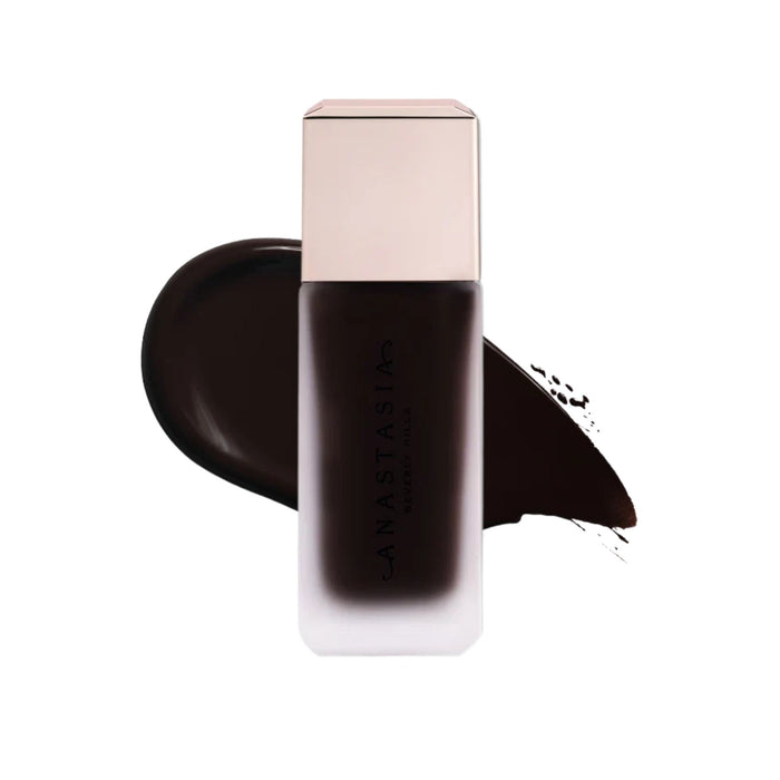 Anastasia Beverly Hills Impeccable Blurring Second-Skin Matte Foundation Bottle 11N with swatch behind