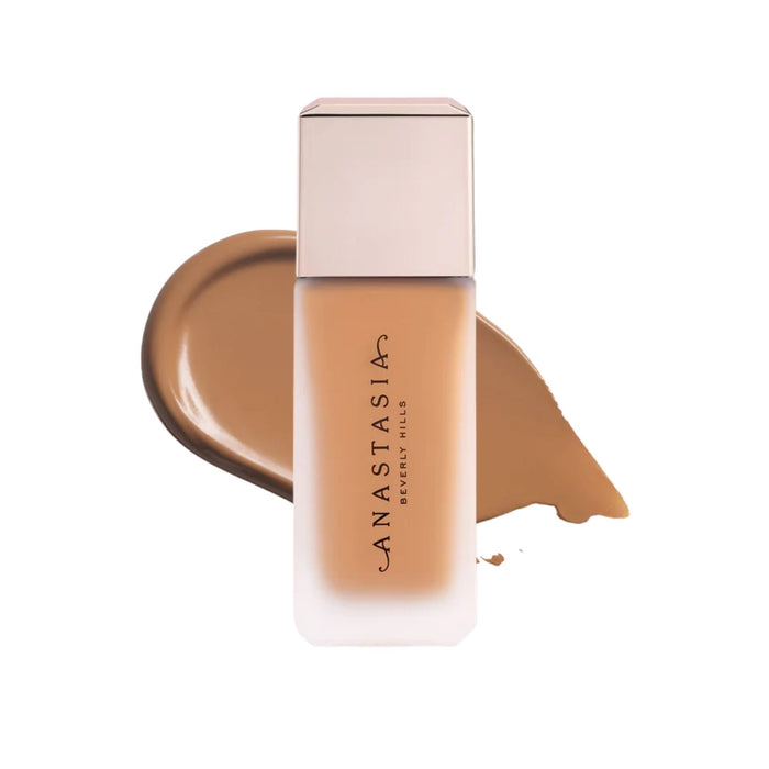 Anastasia Beverly Hills Impeccable Blurring Second-Skin Matte Foundation Bottle 5WP with swatch behind