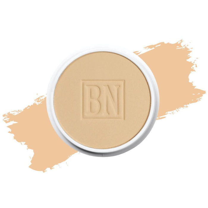 Ben Nye Color Cake Foundation PC-40 Shinsei Ivory with swatch behind