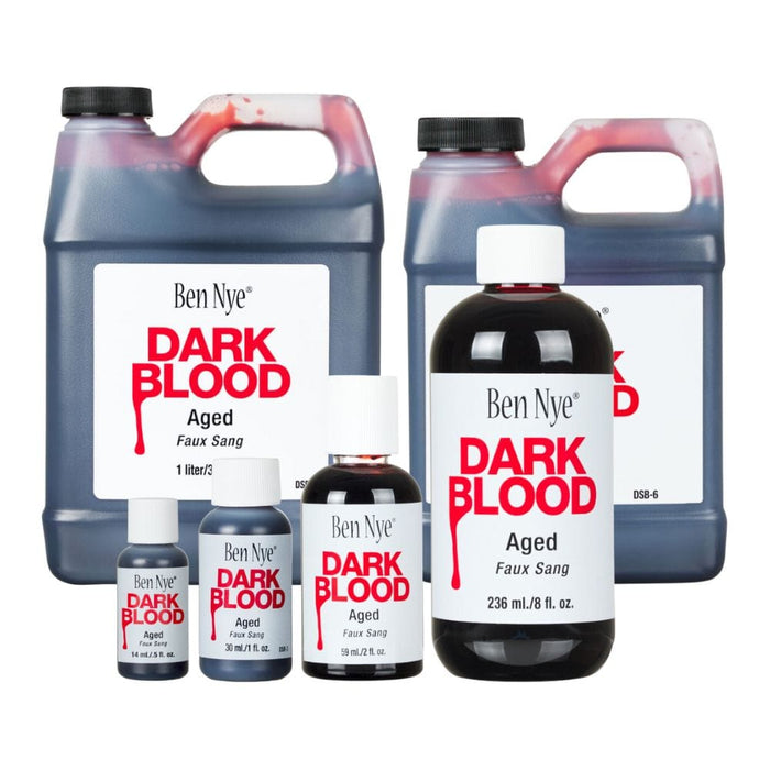 Ben Nye Dark Blood Group photo with all sized bottle with labels