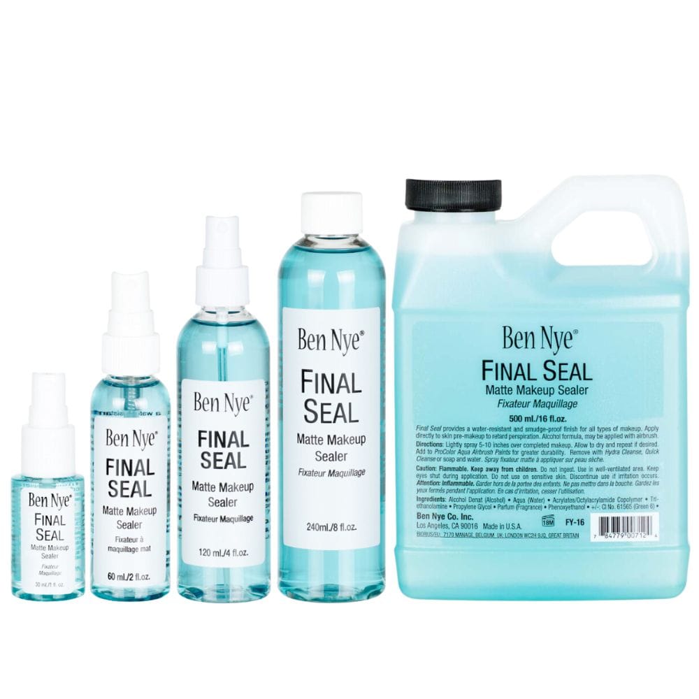 Ben Nye Final Seal all sizes from smallest to largest