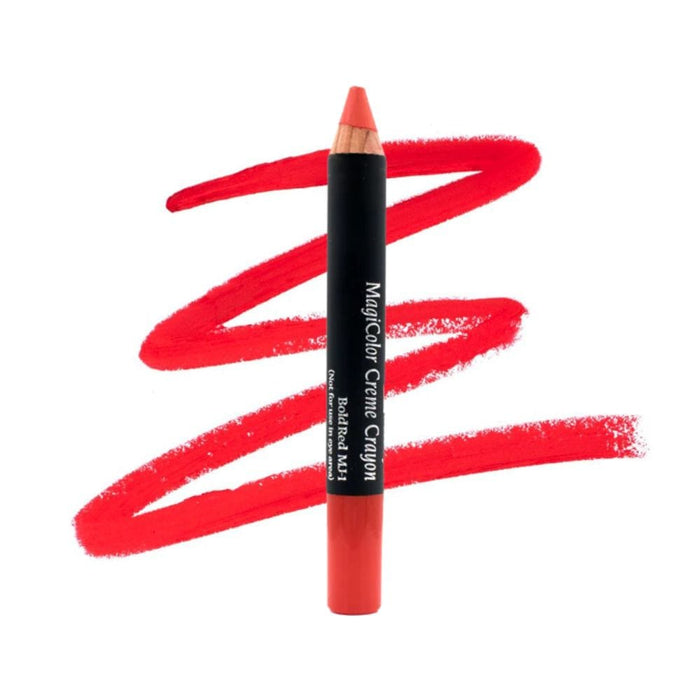 Ben Nye MagiColor Creme Crayon mj-1 bold red with swatch behind