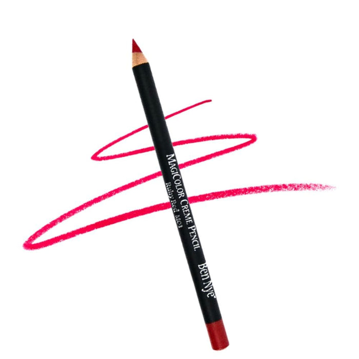 Ben Nye MagiColor Creme Pencil MC-3 Ruby Red with swatch behind it