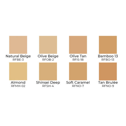 Ben Nye Studio Color Palette Olive MatteHD Foundation shades with names and # reference underneath