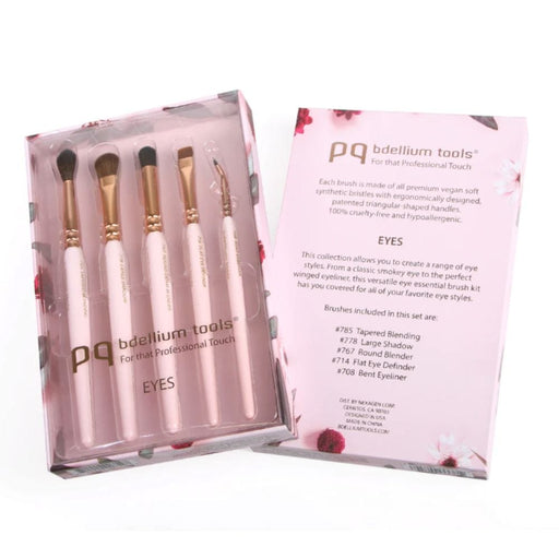 Bdellium Pink Golden Triangle Eyes Set packaging with brishes