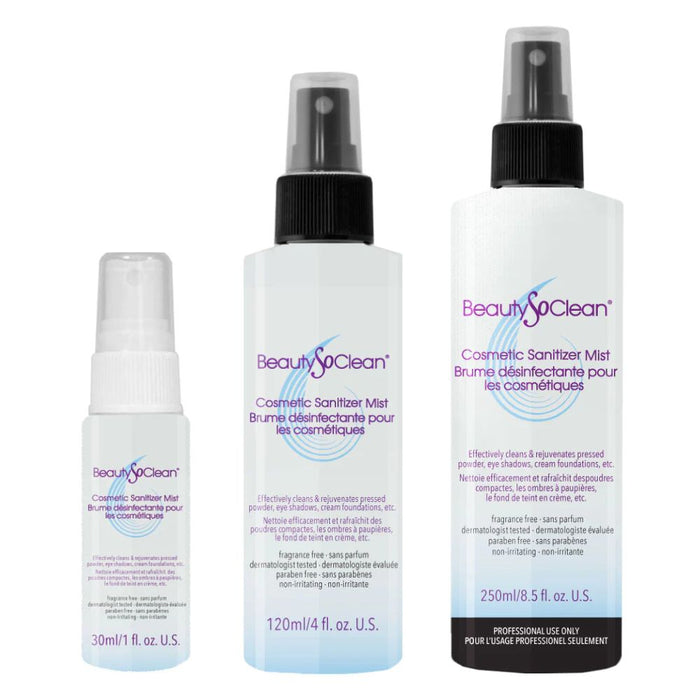 BeautySoClean Cosmetic Sanitizer Mist family picture all sizes