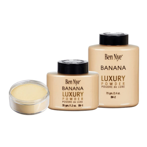 All 3 sizes of the warm beige banana luxury powders