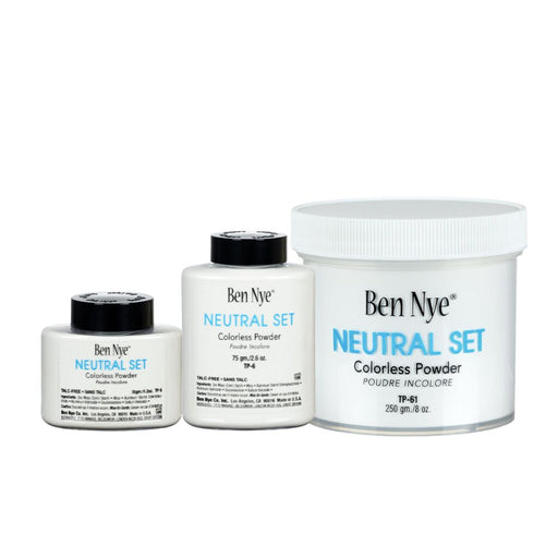 Ben Nye Colorless Face Powder Neutral Set Powders from smallest to largest containers