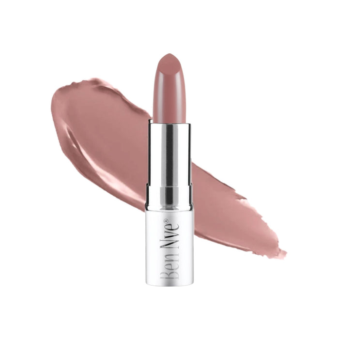 Ben Nye lipstick LS-67 bare mauve with swatch behind