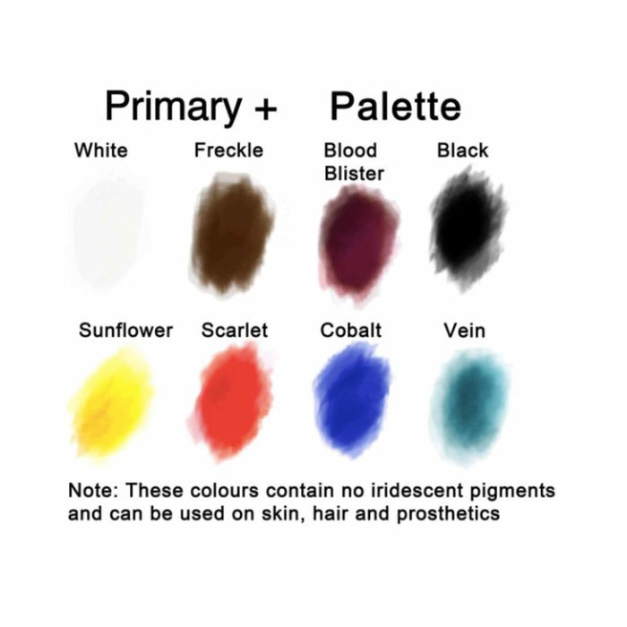 Palette color swatches and names of shades individuals
