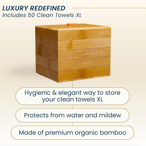 Clean Skin Club Luxe Bamboo Box With Drawer Info