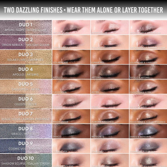 Danessa Myricks Colorfix Stix Foil Color chart with eyes showcasing makeup look