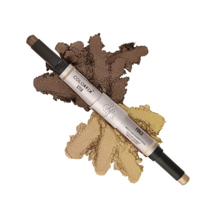 Danessa Myricks Colorfix Stix Foil and Metallics with swatches behind product