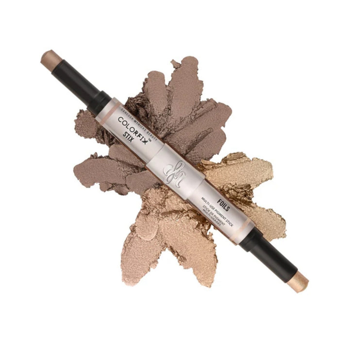 Danessa Myricks Colorfix Stix Foil and Metallics with swatches behind product