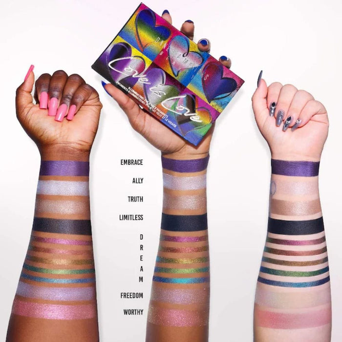 Danessa Myricks Love is Love All Over Face Palette swatches on dark and light skin