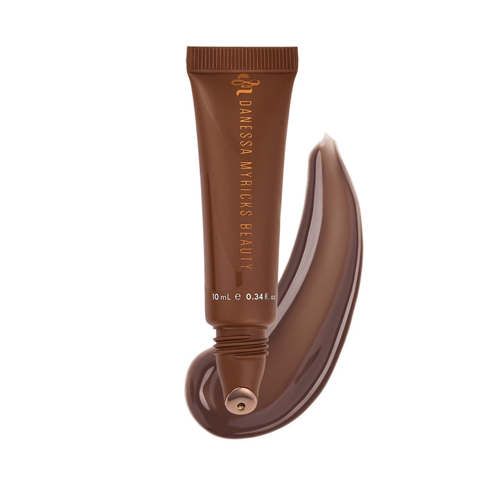 Danessa Myricks Glosswork 4D Lip Gloss Espresso Noir with swatch