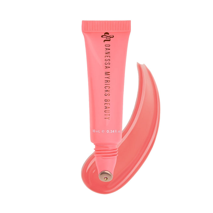 Danessa Myricks Glosswork 4D Lip Gloss Pink Sorbet with swatch