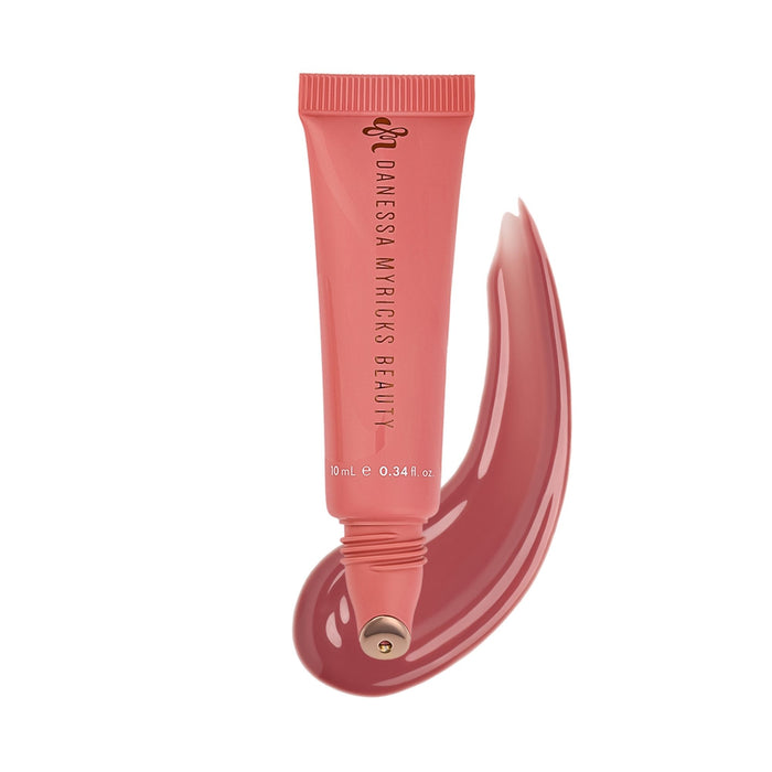 Danessa Myricks Glosswork 4D Lip Gloss Rose N' Brunch with swatch