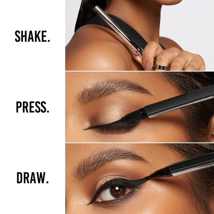 Danessa Myricks Linework Paintbrush Fluid Eyeliner Onyx how to