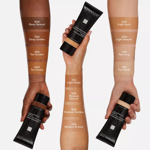 Dermablend Leg And Body Makeup 3.4oz swatches on arms dark-light